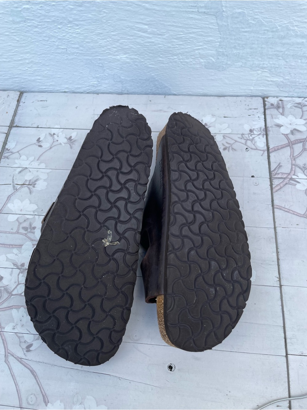 Birkenstock Men's Double-Strap Black Leather Slide Sandals - Picture 9 of 10